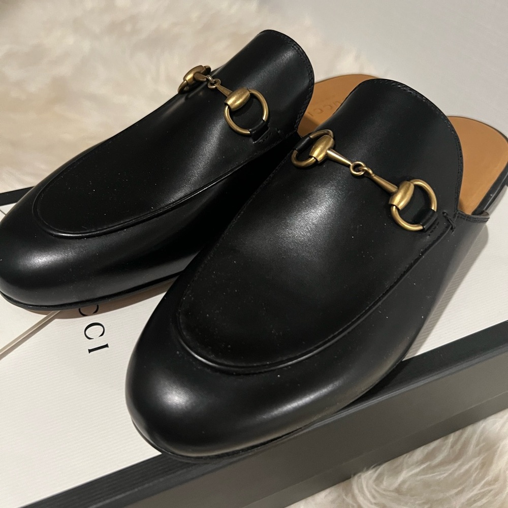 Gucci horsebit Princetown black leather slipper mules NWT sz 37/7